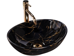 Lavabo Sobre Encimera Rea Sofia Marble Shiny Black