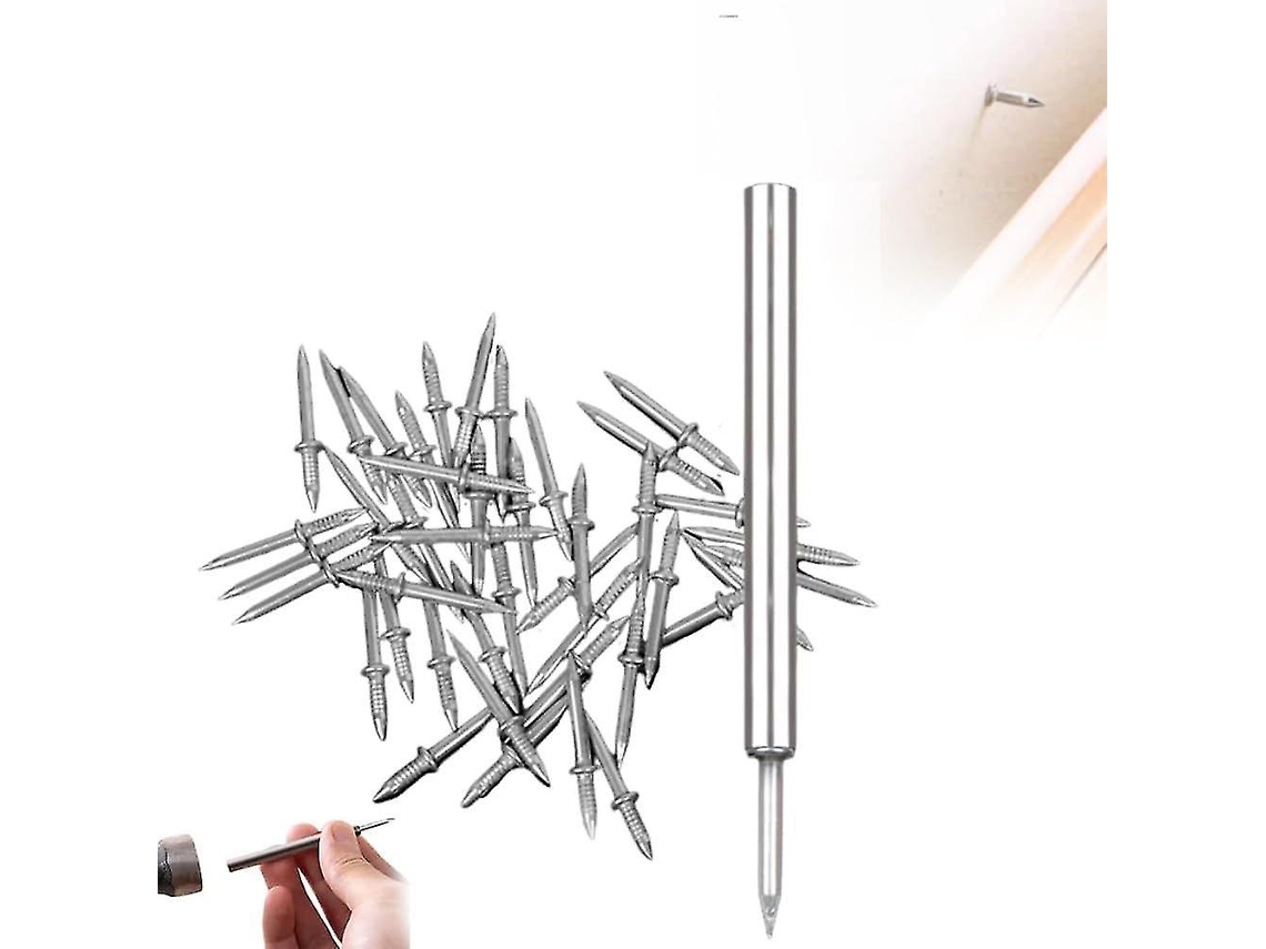 100 Clavos Invisibles De Doble Cabeza Para Rodapié, Acero Carbón Resistente A La Corrosión Con Funda, Decoración Interior Y Hogar