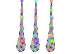 3 Piezas De Decoraciones De Halloween: Bolsas Con Forma De Huevos De Araña Iluminados Y Telarañas Para Interiores Y Exteriores.