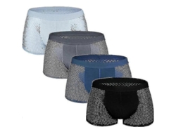 Conjunto De 4 Bóxers De Algodón, Bambú Y Malla De Seda Helada Para Hombre. Ropa Interior Diaria.