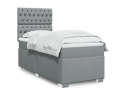 Cama Box Spring Con Colchón Tela Gris Claro 100x200 Cm
