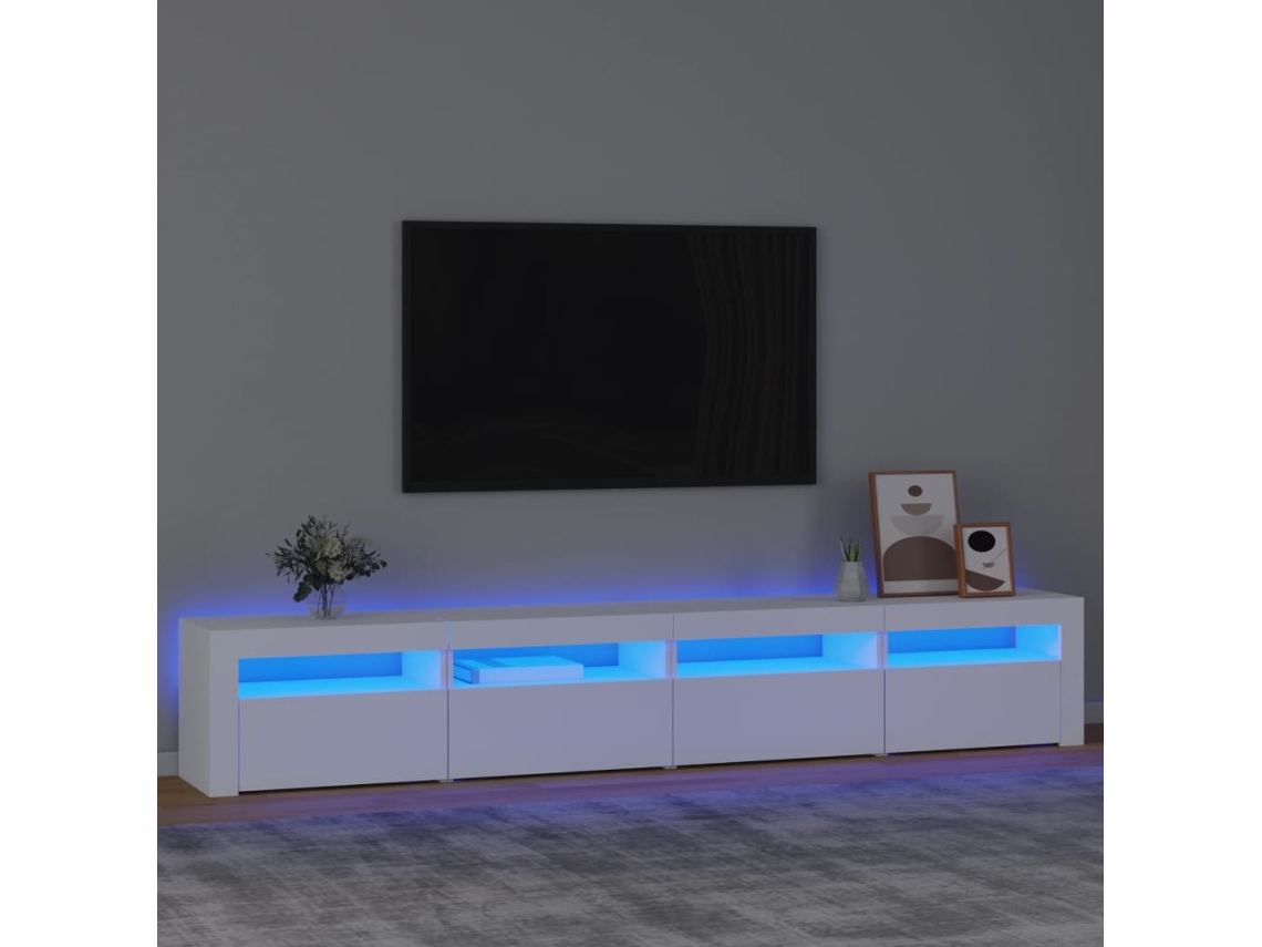 Mueble De Tv | Armario Para Tv | Gabinete De Tv Con Luces Led Blanco 240x35x40 Cm