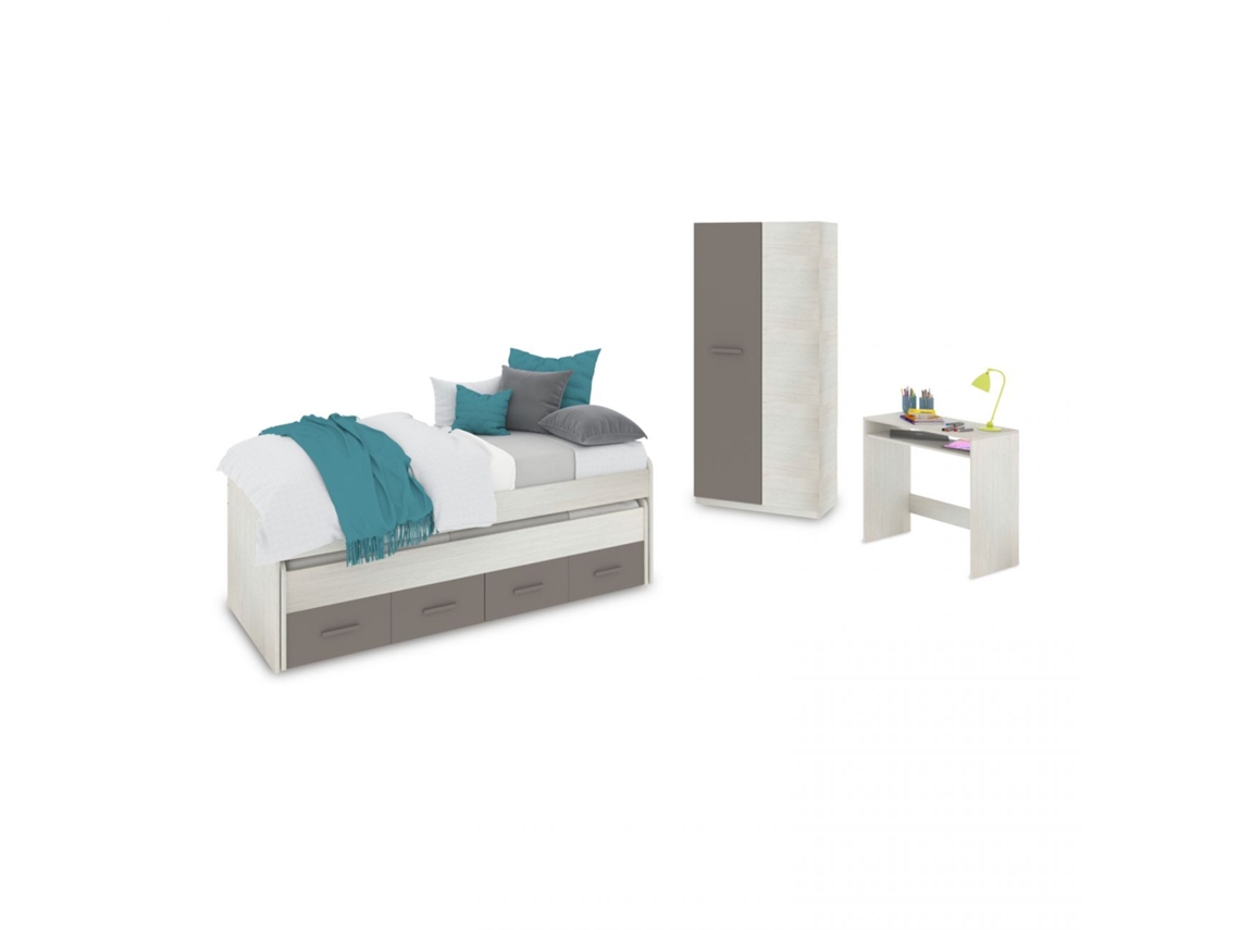 Dormitorio juvenil Axim Max Blanco Alpes - Basalto 198 x 69 x 96 cm