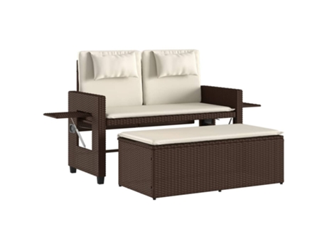 Sillón reclinable de jardín VIDAXL con cojines ratán sintético marrón