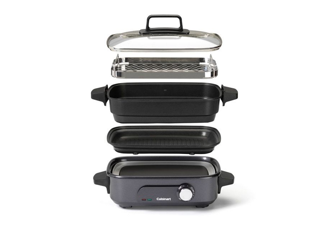 Multicocinero Cuisinart Grmc3e 1400 Watts Acero Inoxidable Temperatura Ajustable 90 220°c