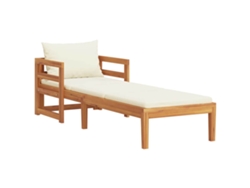 Tumbona Maison Exclusive con cojines, color blanco crema, madera maciza de acacia.