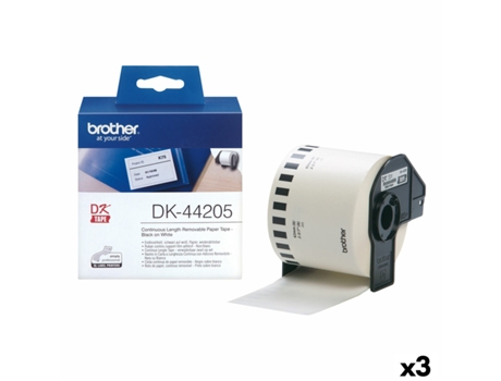 Etiquetas para Impresora BROTHER DK-44205 62 mm x 30,48 m Negro/Blanco (3 Unidades)