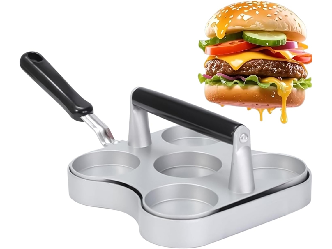 Prensa Para Hamburguesas Trituradora De Plana Antiadherente Alta Resistencia Con 5 Placas Molienda Accesorios
