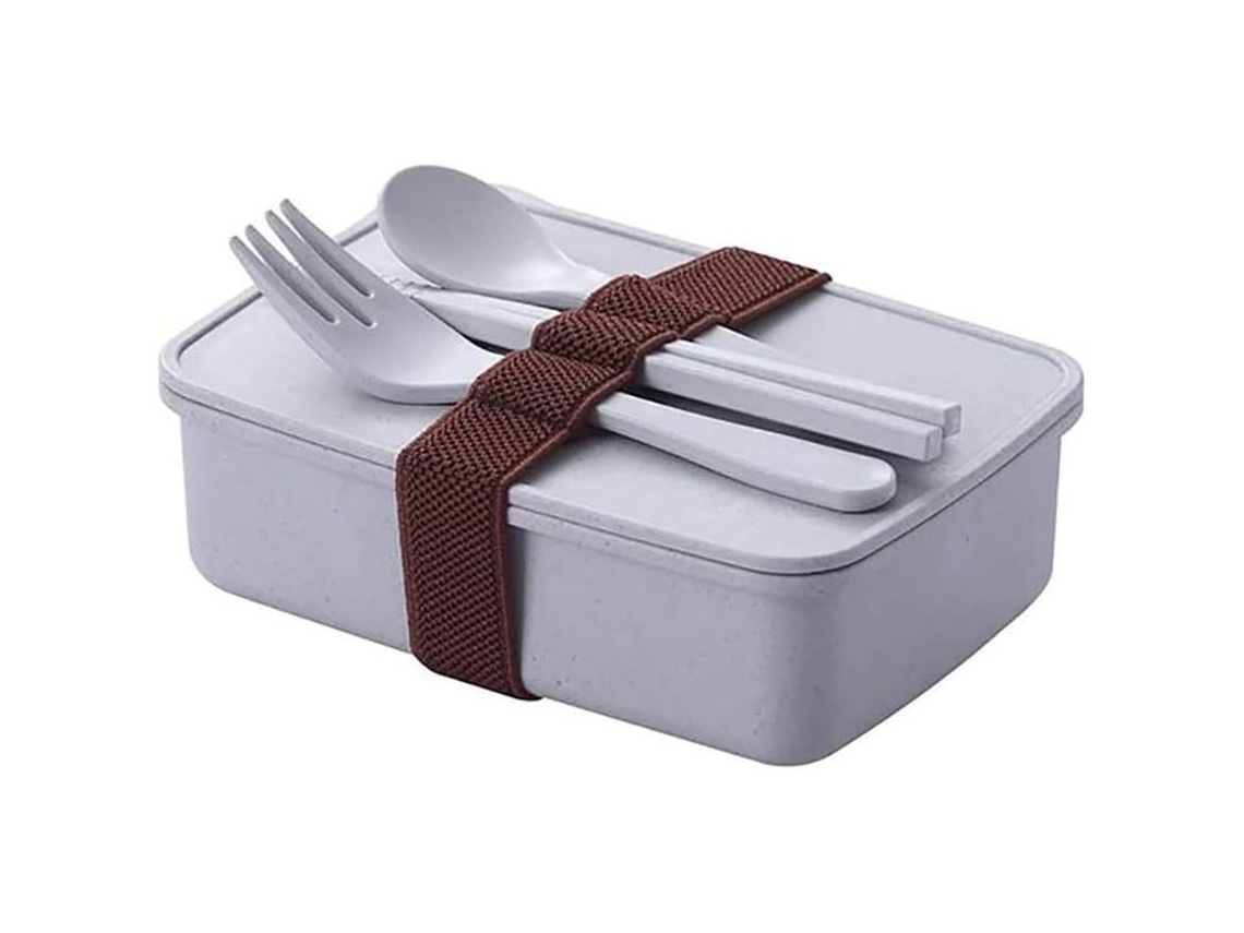 Recipiente portátil para alimentos Rebe, de fibra de bambú, con cierre hermético, de una sola capa, color azul.