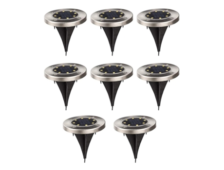 8pcs luz solar de suelo, luz de disco solar LED iluminación de paisaje de jardín impermeable al aire libre