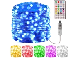 Rebe-luces De Fairy Con Control Remoto 12m 100 Led Rgb Cable De Cobre Para Decoración Navidad Boda Fiesta Interior Exterior