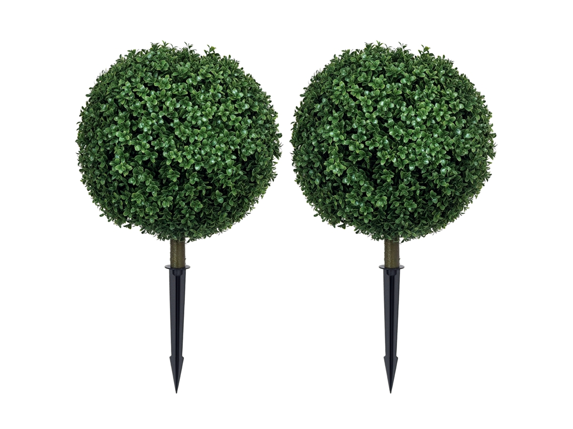 2 Boj Artificiales 70cm Resistentes Intemperie Verde