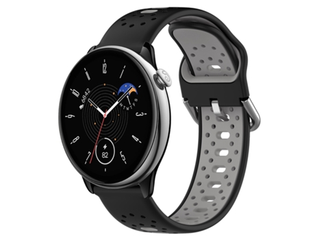 Correa de reloj inteligente de silicona bicolor transpirable de 20 mm para Amazfit GTR Mini (negro + gris)