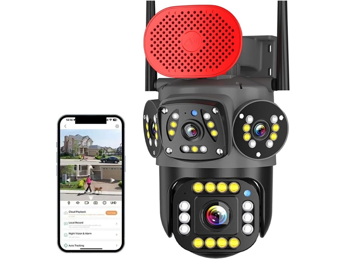 Cámara De Vigilancia Wifi Ptz Para Exteriores, 6 Mp, Tres Pantallas, Resistente Al Agua, Con Seguimiento.