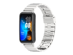 Correa Smartwatch para Huawei Band 8 Mijobs Acero Inoxidable con Hebilla de Bambú (Plata)
