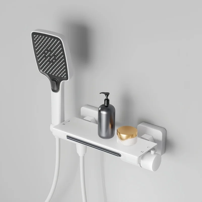 (blanco) Grifo De Bañera Y Ducha Estilo Cascada, Válvula Mezcladora De Agua Fría Y Caliente Para Baño, Montaje En Pared.