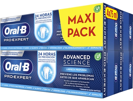Pack Pasta de Dentes ORAL B Pro-Expert Advanced Science Limpeza Profunda (4 x 75 ml)