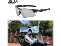 Gafas de ciclismo MDUG para hombre con protección UV400 y lentes de polímero (negro y plateado)