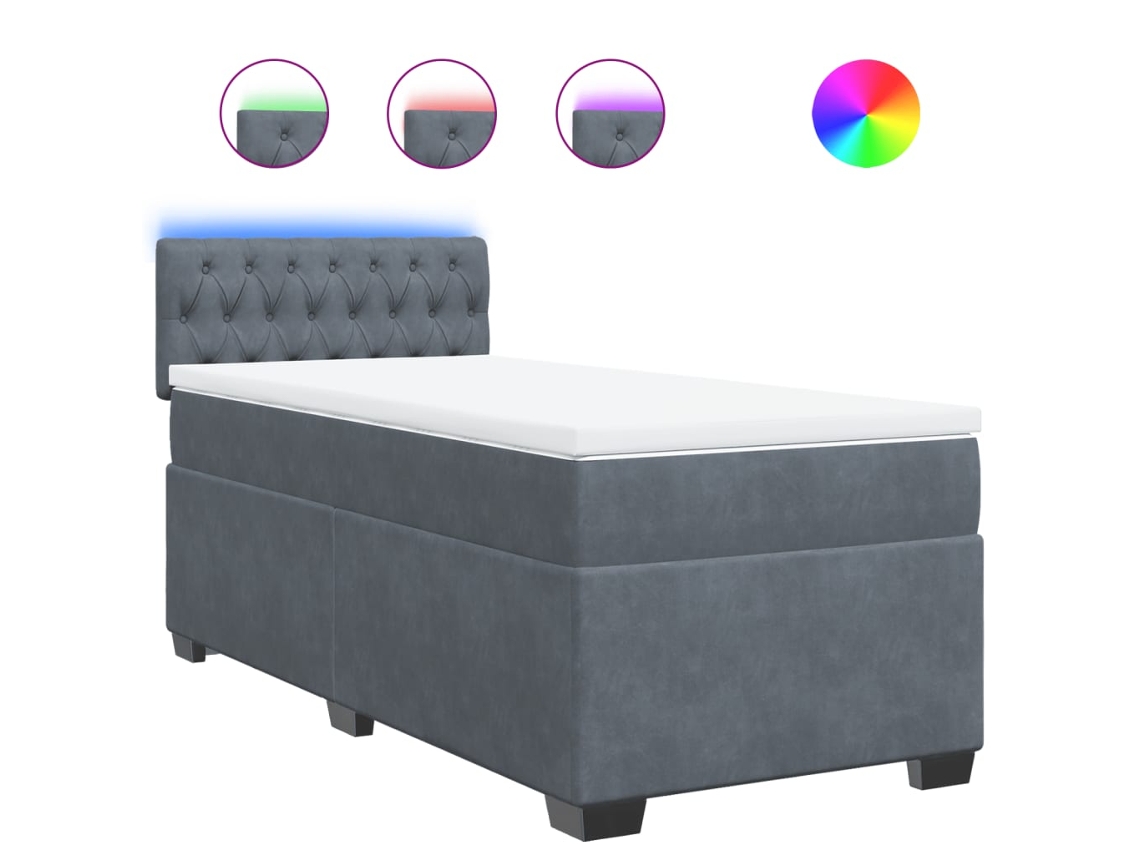 Maison Exclusive - Cama Box Spring Con Colchón Terciopelo Gris Oscuro 80x200 Cm