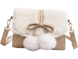Bolso De Hombro De Felpa Blanca Con Lazo, Pequeño Y Ligero, Ideal Para Mujeres, Estudiantes, La Escuela Y Salidas.