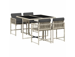 Juego de 5 piezas de comedor de jardín con cojines gris claro EXCLUSIVO DE LA CASA