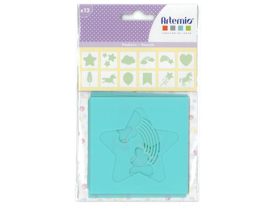 Set de 12 Plantillas Fiesta Unicornio 9x9 cm