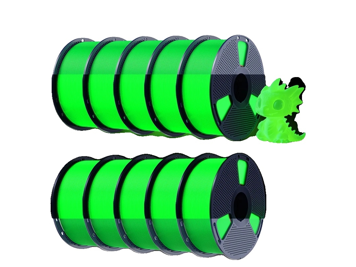 Filamento PLA, brilla en la oscuridad, alta resistencia, verde luminoso OEM