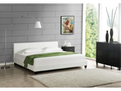 Cama de matrimonio CORIUM (210 x 189 x 78 cm - Piel sintética - Blanco)