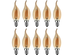 Bombilla Led E14 Tipo Llama, 4w (equivalente A 40w), Luz Blanca Cálida 2700k, Cristal Marrón, Cri80