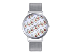 Reloj Zhoulianfa Ultra Thin Para Parejas Con Esfera De Frutas Y Correa De Malla Plateada.