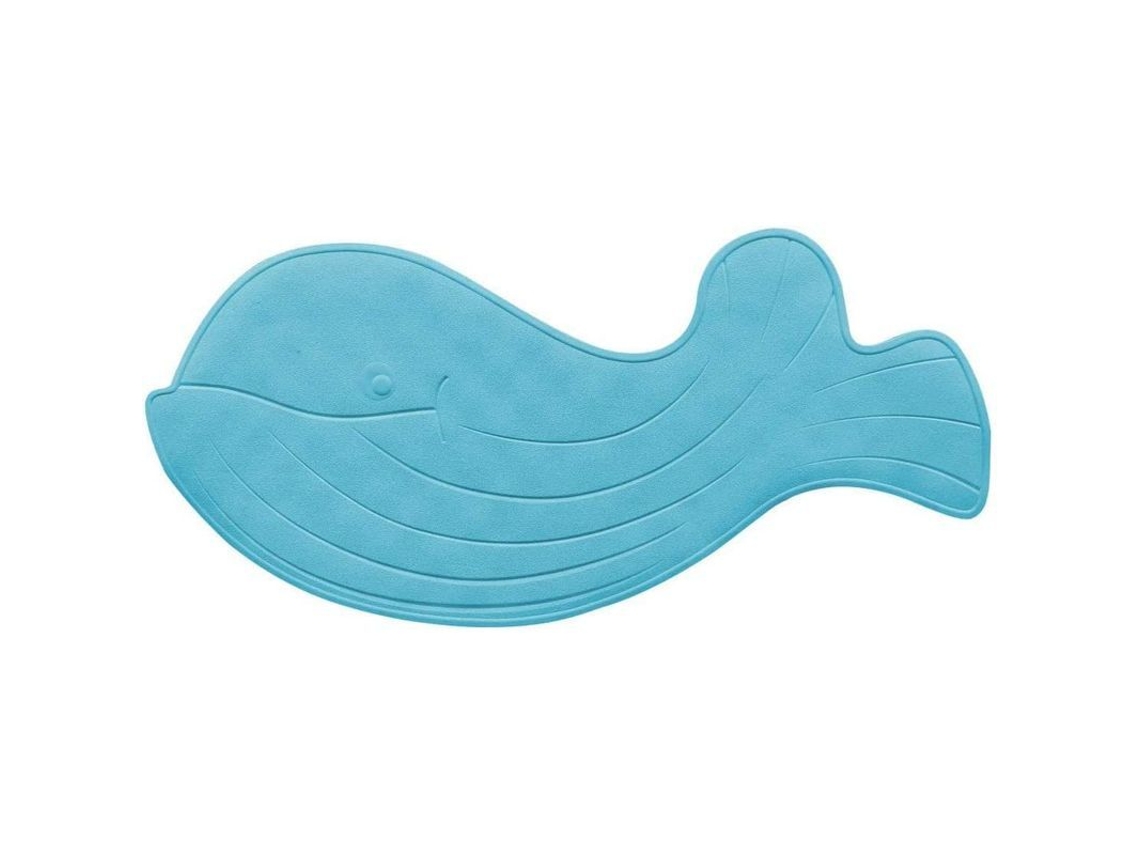Alfombrilla De Baño Infantil Antideslizante Con Estampado De Ballenas, De Goma Inodora, Lavable A Máquina, 35x75 Cm, Azul.