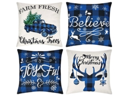 Juego De 4 Fundas De Almohada Navideñas Con Motivos De Copos De Nieve
