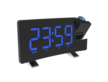 ELKUAIE Reloj despertador de proyección, reloj digital de radio con cargador USB, atenuador de brillo de rango completo de 0-100%, reloj despertado...