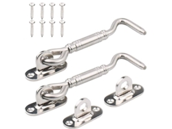 Gancho de cabina, 2 piezas de acero inoxidable de 4 pulgadas para Rejas Ventanas Rejas Plata