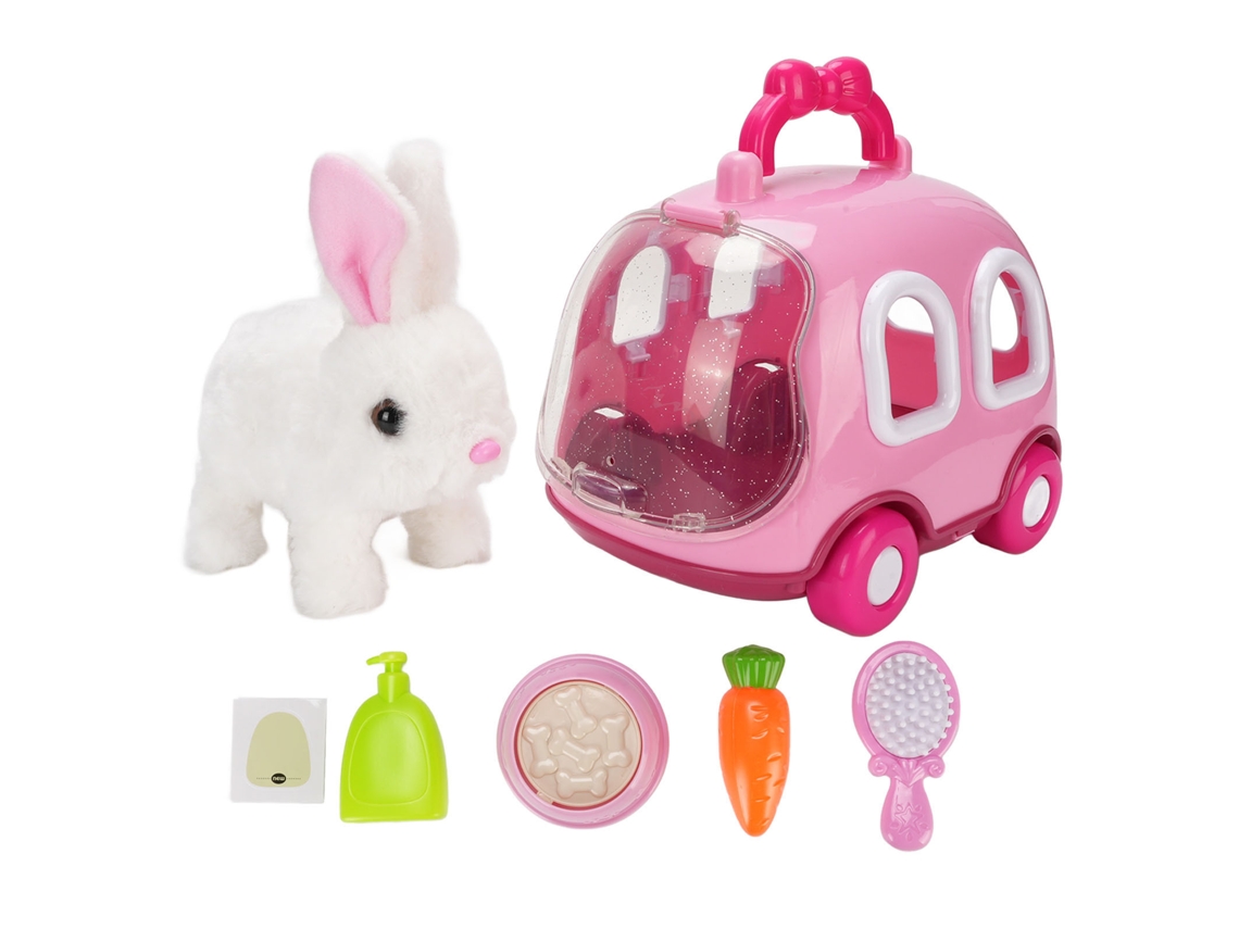 2026 Juguete de peluche de conejo eléctrico simulado para niños Conejo electrónico con jaula para niñas