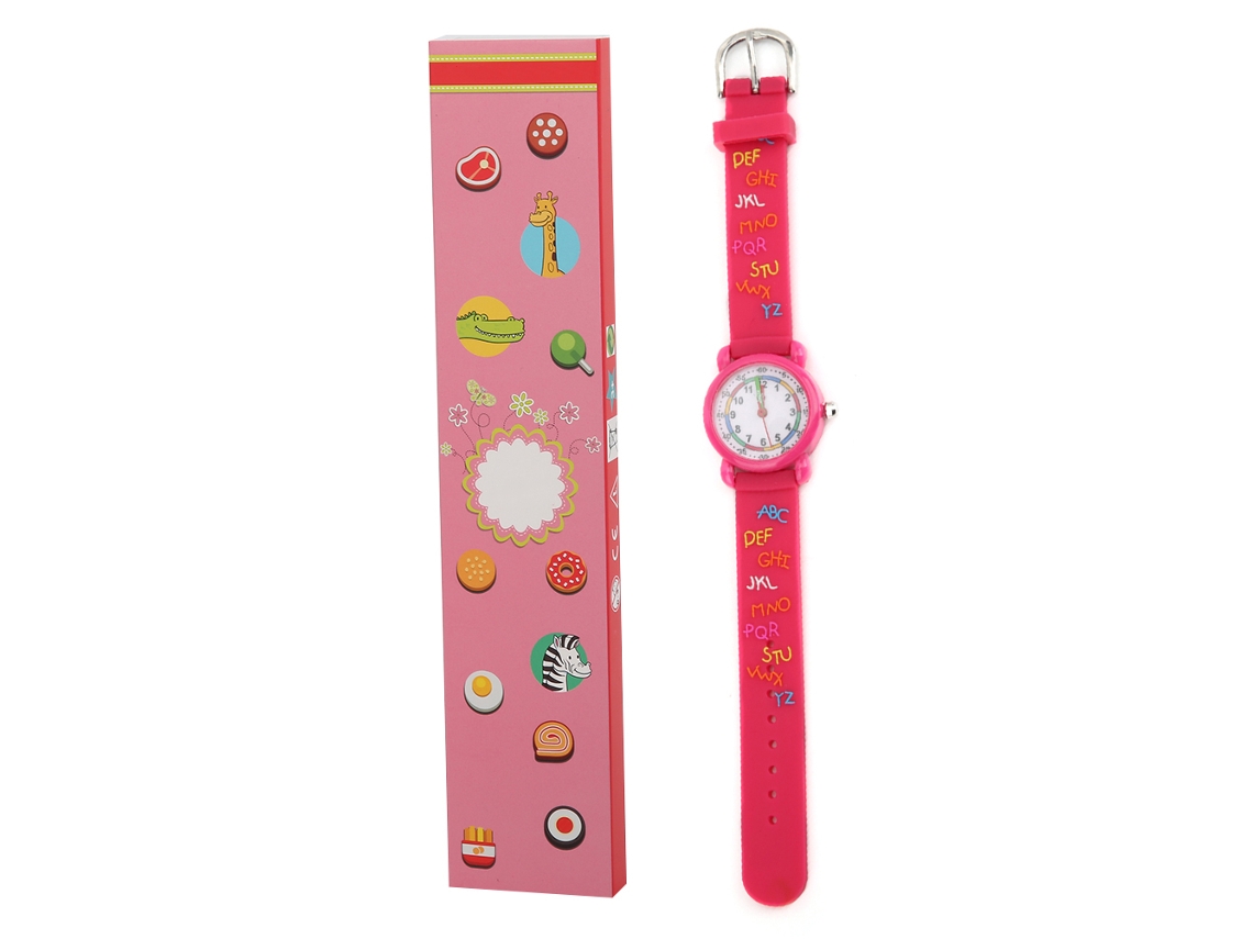 2026-reloj Infantil Impermeable Con Dibujos Animados Y Letras Para Niños Herramienta De Reconocimiento De Tiempo Color Rosa Claro