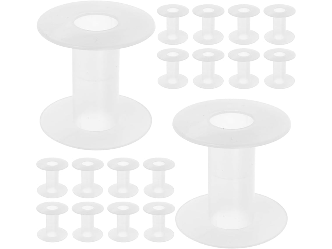 Paquete de 20 carretes de hilo vacíos con forma de barril de plástico.