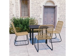 Conjunto 5 de comedor para jardín VIDAXL ratán sintético y vidrio