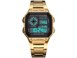 Reloj Multifuncional Luminoso Y Resistente Al Agua Para Hombre De Panars Con Brazalete De Acero Inoxidable Dorado.