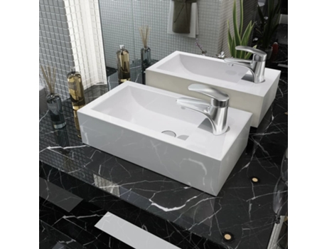 Lavabo MAISON ExCLUSIVE - con Agujero Grifo Rectangular Cerámica 46x25,5x12 Blanco