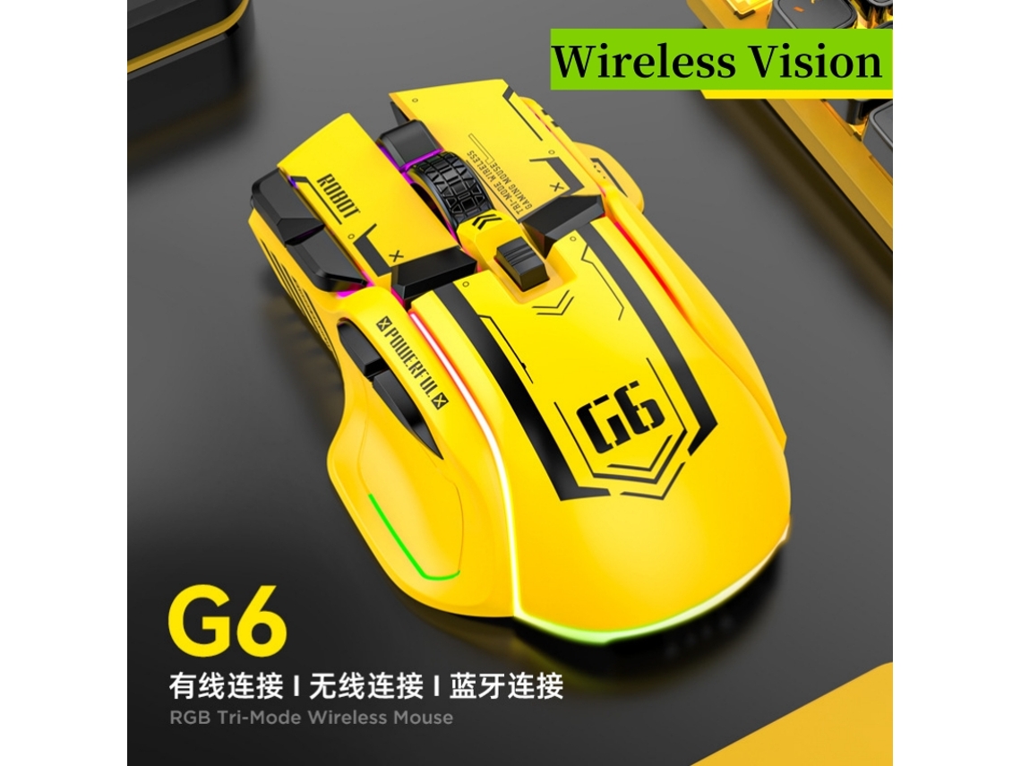 Ratón mecánico inalámbrico para juegos con retroiluminación RGB MDUG (amarillo)