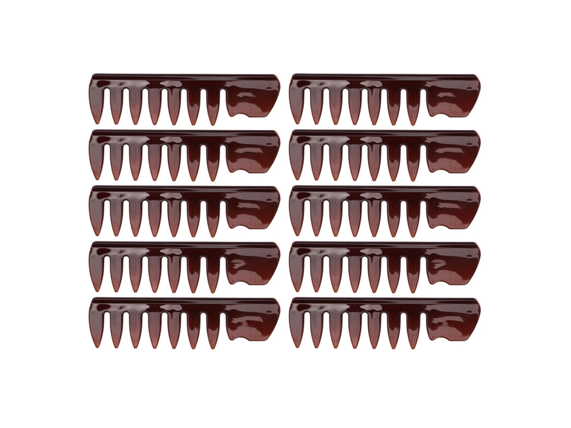 10pcs Peine De Estilo Dientes Anchos Mango Ergonómico Ligero Profesional Para Hombres Marrón Transparente