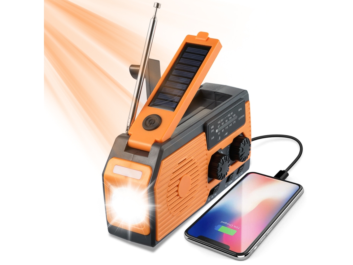 Radio Solar De Emergencia Con Manivela, Generador De Dinamo De 5000 Mah, Cargador De Teléfono Celular, Linterna, Radio Am/fm/wb, Noaa