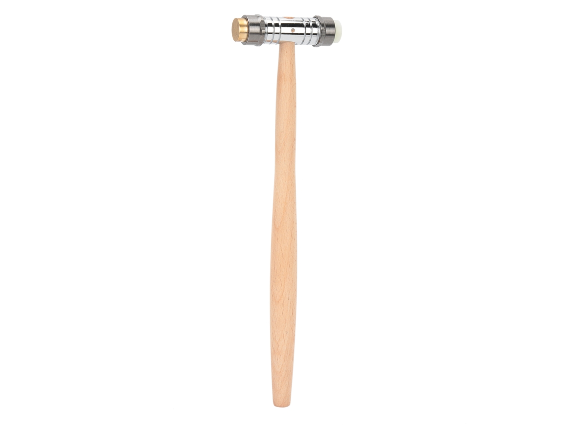 Martillo para reparación de relojes (doble extremo, mango de madera)