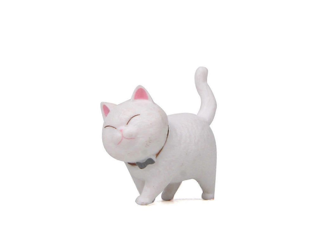 Adorno Gatito Tierno Con Campana Ruidosa Creativo De Pvc Gris Juguete Decoración Hogar Regalo Niños Blanco