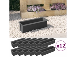 Conjunto 12 Jardinera VIDAXL Gris Polipropileno