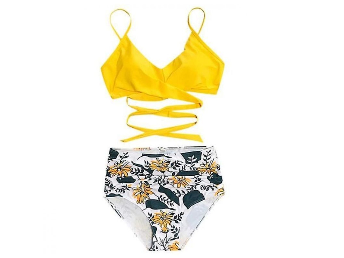 2026-traje De Baño De Dos Piezas Leopardo De Cintura Alta Para Mujer Jxh 2xl Amarillo