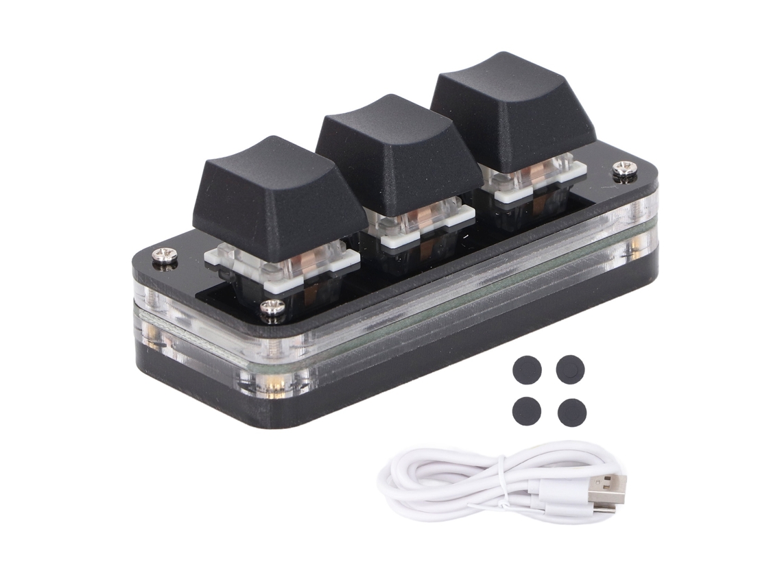 Mini teclado con 3 teclas USB, industrial personalizable, interruptor azul programable para juegos con iluminación RGB