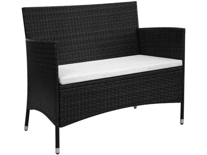 Banco Jardin VIDAXL Negro Poli Ratán (90 cm)