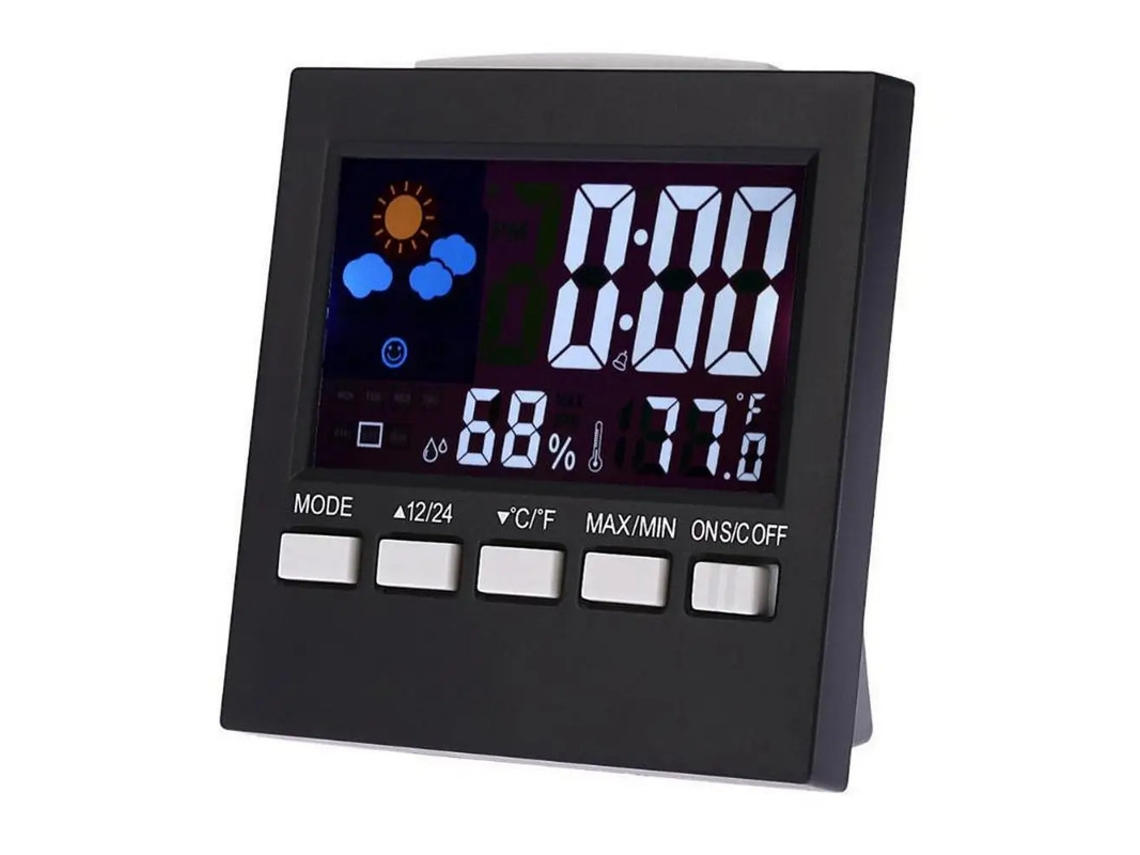 Despertador digital termómetro SZSMART 2159T LED display + activado por voz - Negro